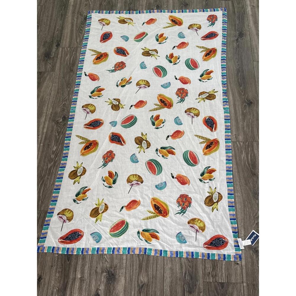 Calypso St. Barth Tropical Fruit Embroidered Large Travel Wrap, Sarong, Scarf